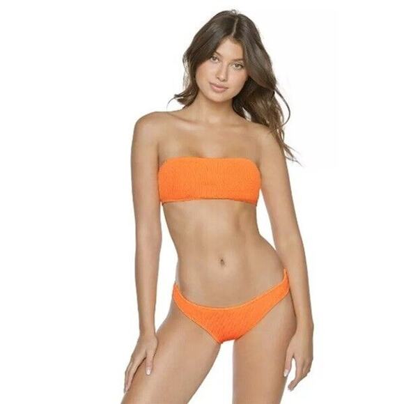 NWT PQ SWIM Papaya Reef Smocked Teeny Bikini Bottom Womens PilyQ Size S MSRP $88 - Picture 1 of 10